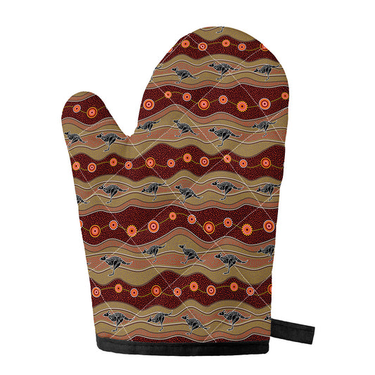 Australian Aboriginal Kangaroo Print Single Oven Mitt