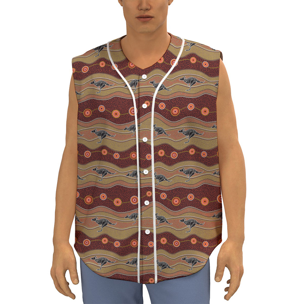 Australian Aboriginal Kangaroo Print Sleeveless Baseball Jersey