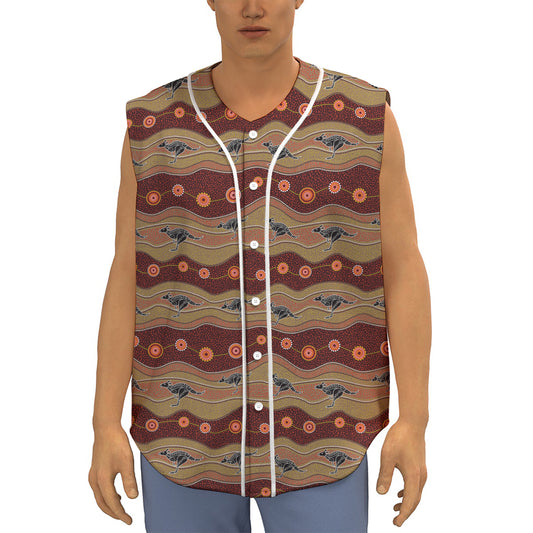 Australian Aboriginal Kangaroo Print Sleeveless Baseball Jersey
