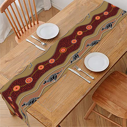 Australian Aboriginal Kangaroo Print Table Runner