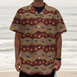 Australian Aboriginal Kangaroo Print Textured Short Sleeve Shirt