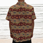 Australian Aboriginal Kangaroo Print Textured Short Sleeve Shirt