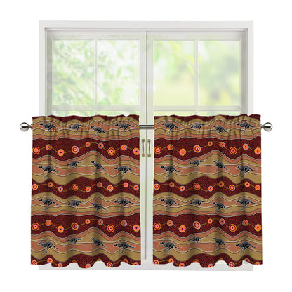 Australian Aboriginal Kangaroo Print Tier Curtains