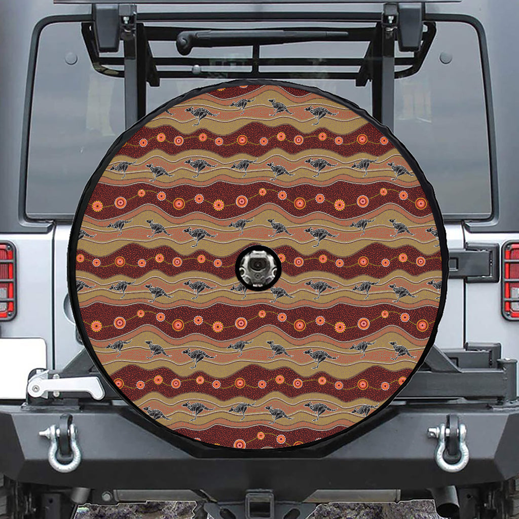 Australian Aboriginal Kangaroo Print Tire Cover With Camera Hole