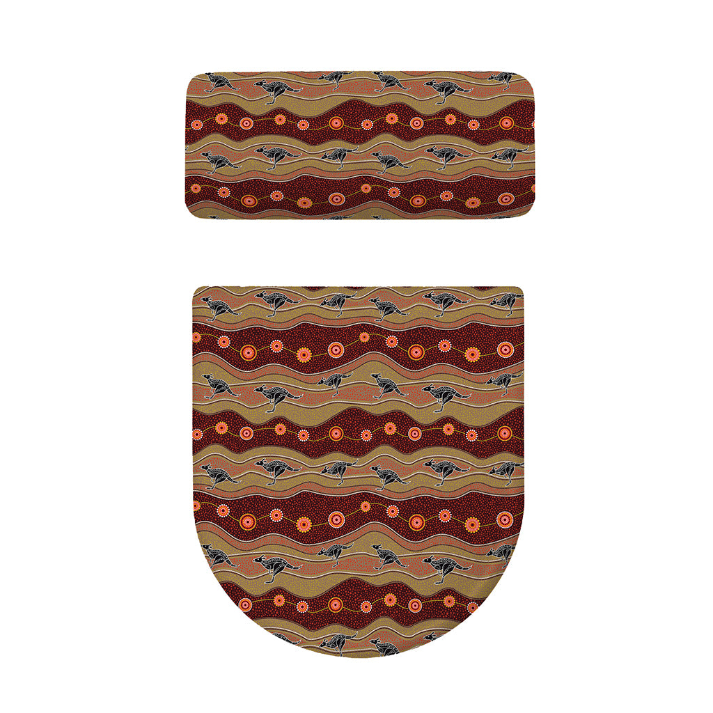 Australian Aboriginal Kangaroo Print Toilet Lid And Tank Cover Set