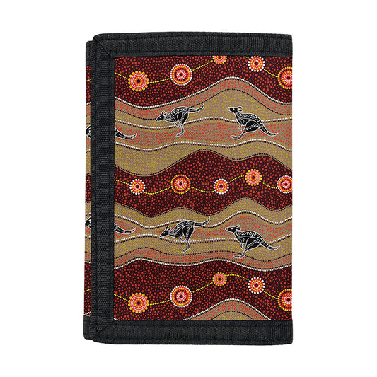 Australian Aboriginal Kangaroo Print Trifold Wallet