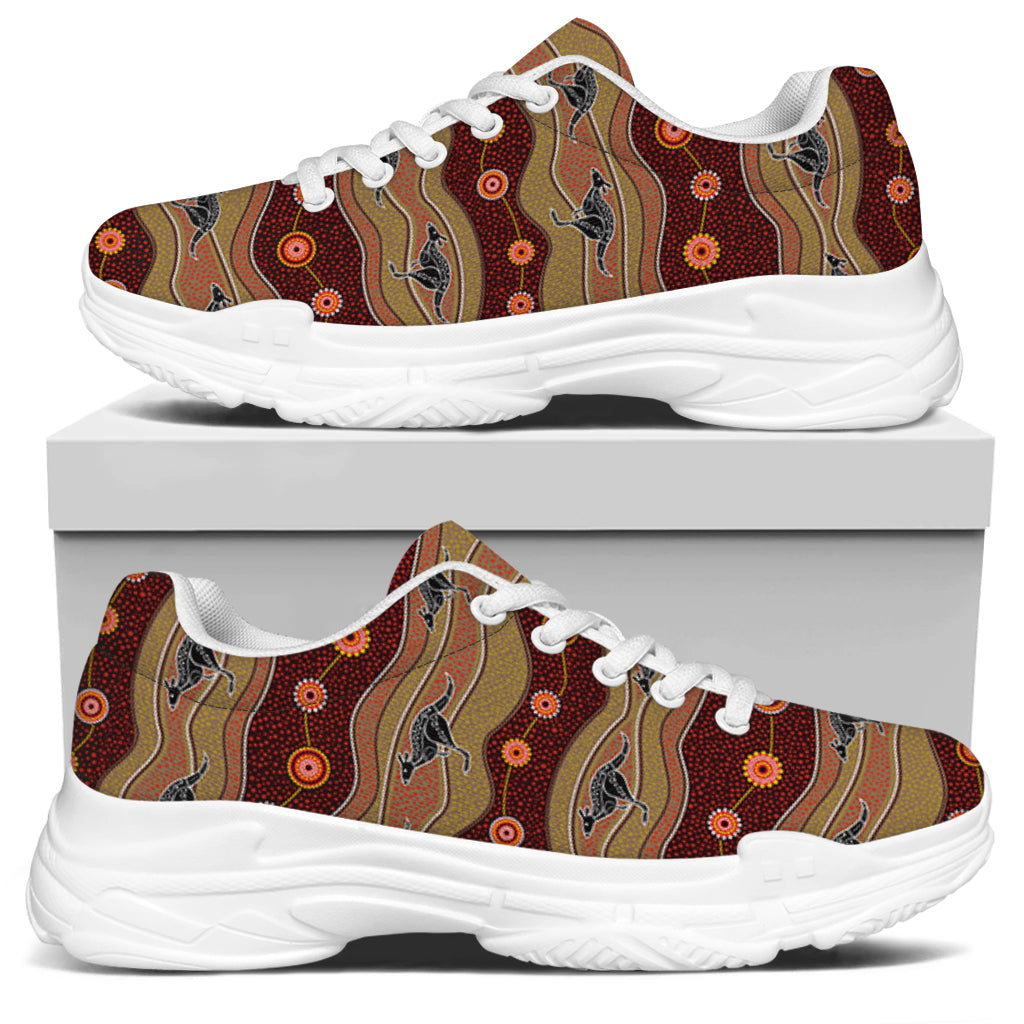 Australian Aboriginal Kangaroo Print White Chunky Shoes