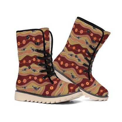 Australian Aboriginal Kangaroo Print Winter Boots