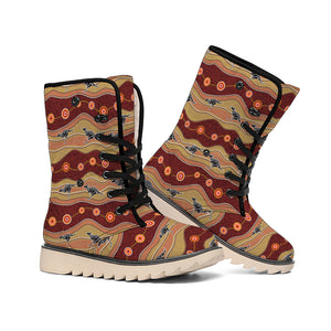 Australian Aboriginal Kangaroo Print Winter Boots