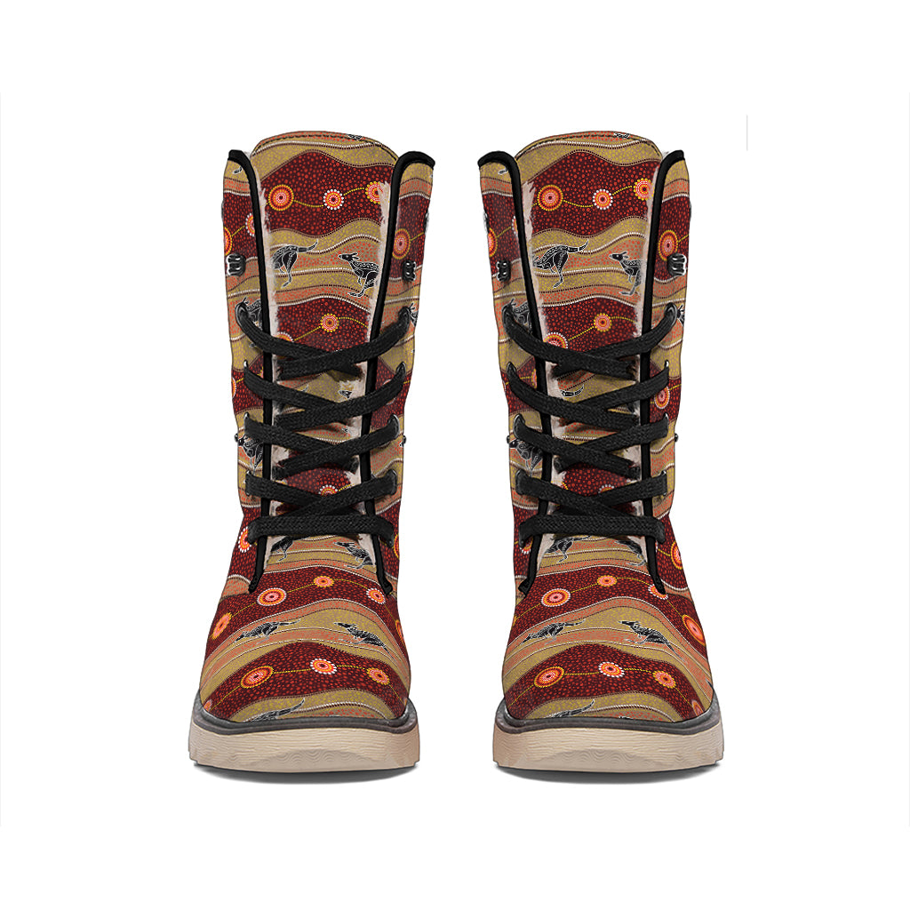 Australian Aboriginal Kangaroo Print Winter Boots