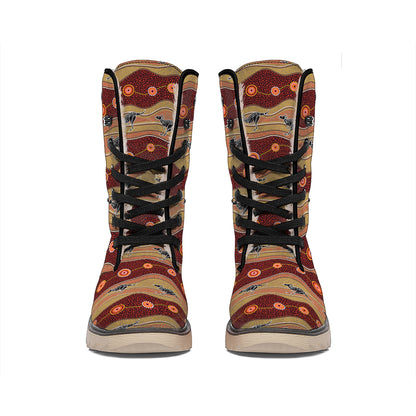 Australian Aboriginal Kangaroo Print Winter Boots