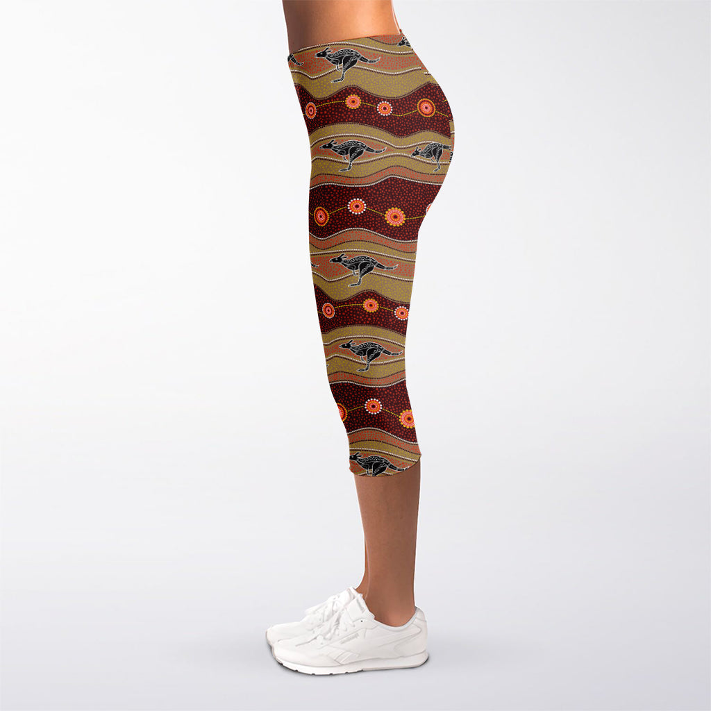 Australian Aboriginal Kangaroo Print Women's Capri Leggings
