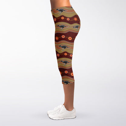 Australian Aboriginal Kangaroo Print Women's Capri Leggings