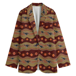 Australian Aboriginal Kangaroo Print Women's Cotton Blazer