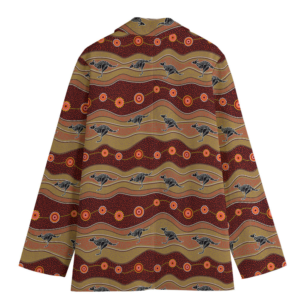 Australian Aboriginal Kangaroo Print Women's Cotton Blazer