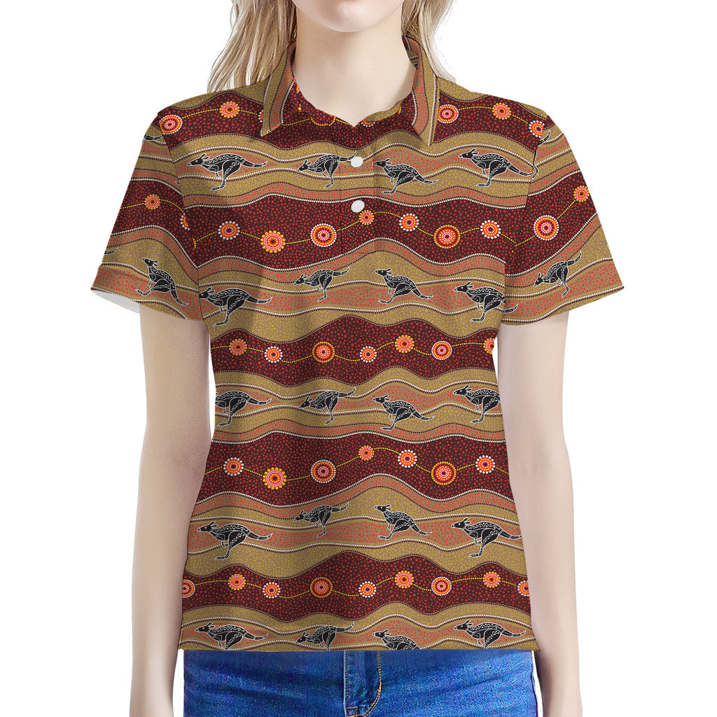 Australian Aboriginal Kangaroo Print Women's Polo Shirt