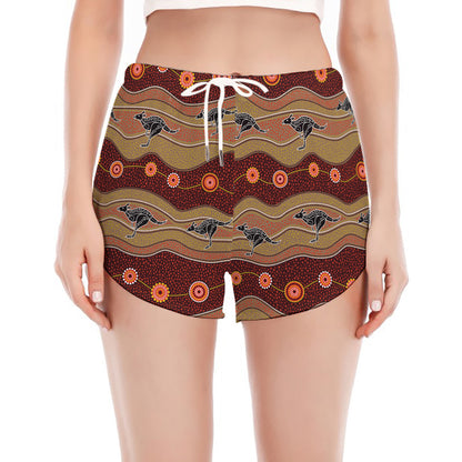 Australian Aboriginal Kangaroo Print Women's Split Running Shorts