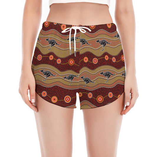 Australian Aboriginal Kangaroo Print Women's Split Running Shorts