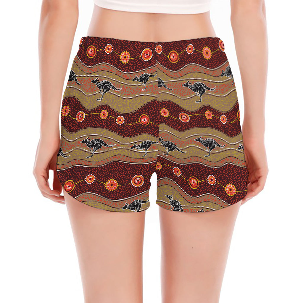 Australian Aboriginal Kangaroo Print Women's Split Running Shorts