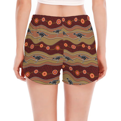 Australian Aboriginal Kangaroo Print Women's Split Running Shorts