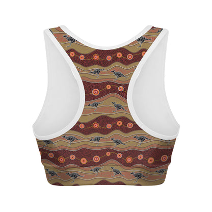 Australian Aboriginal Kangaroo Print Women's Sports Bra