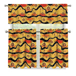 Australian Aboriginal Pattern Print 3 Piece Kitchen Curtains
