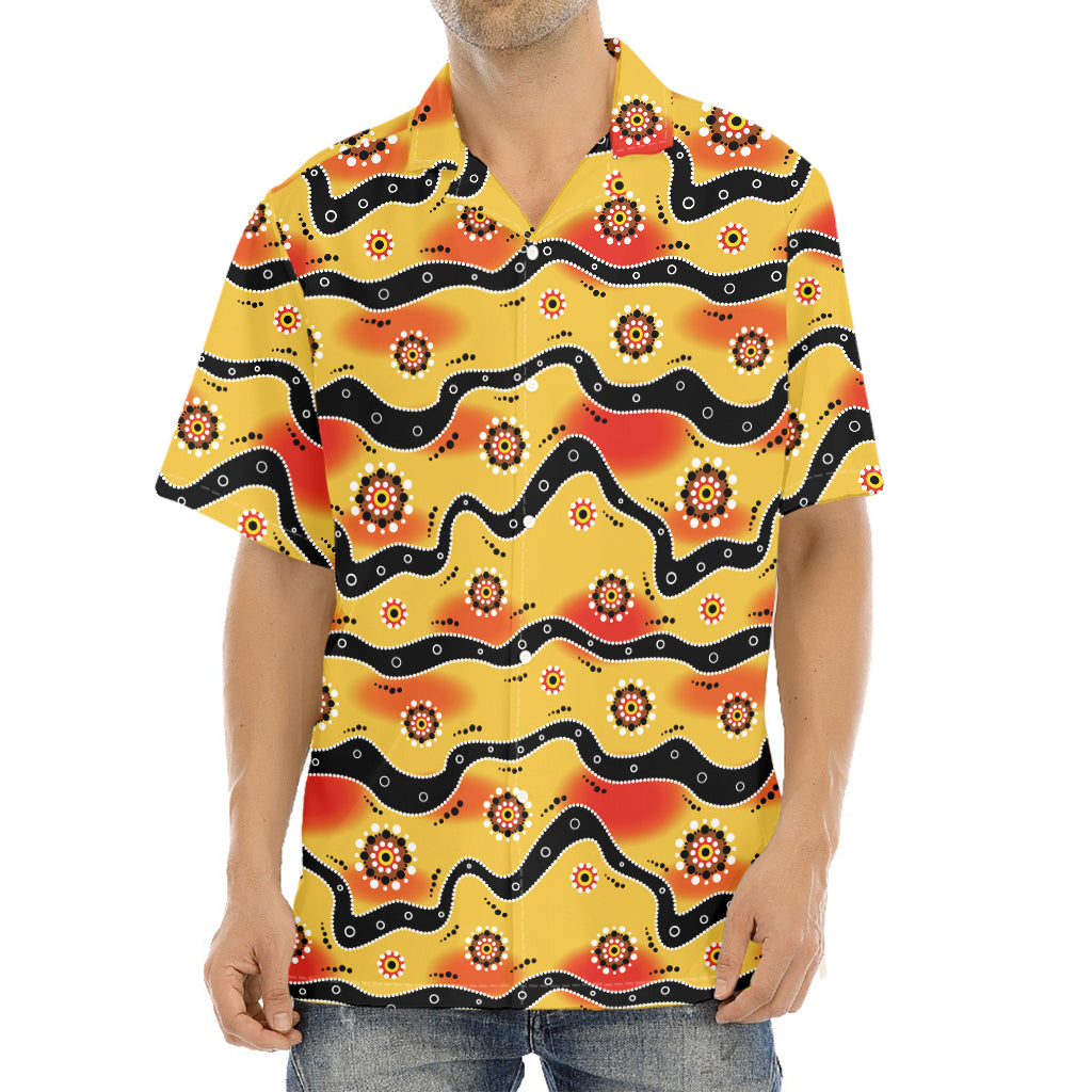 Australian Aboriginal Pattern Print Aloha Shirt