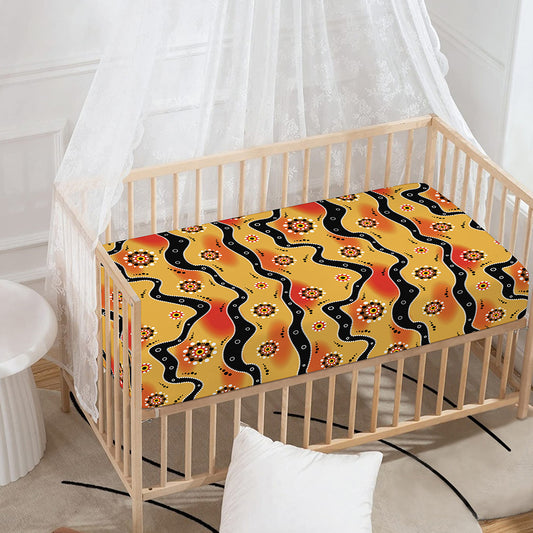 Australian Aboriginal Pattern Print Baby Crib Sheet