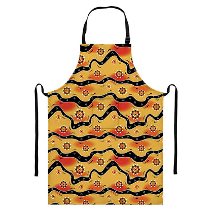 Australian Aboriginal Pattern Print Bib Apron With Pocket