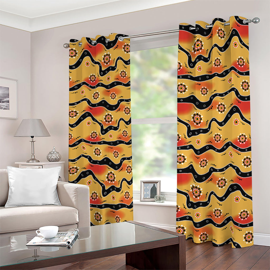 Australian Aboriginal Pattern Print Blackout Grommet Curtains