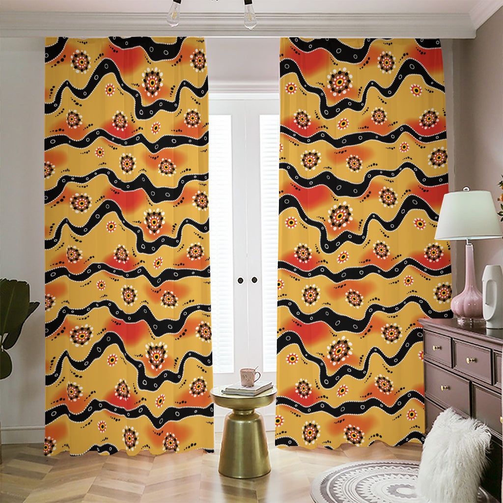 Australian Aboriginal Pattern Print Blackout Pencil Pleat Curtains