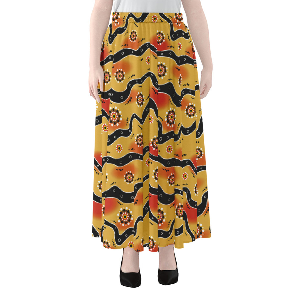 Australian Aboriginal Pattern Print Chiffon Maxi Skirt