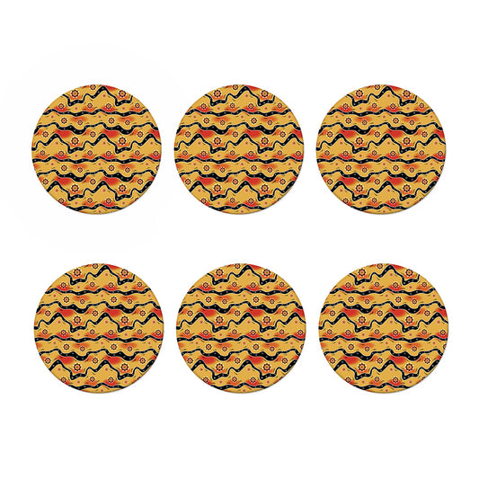 Australian Aboriginal Pattern Print Coaster Set