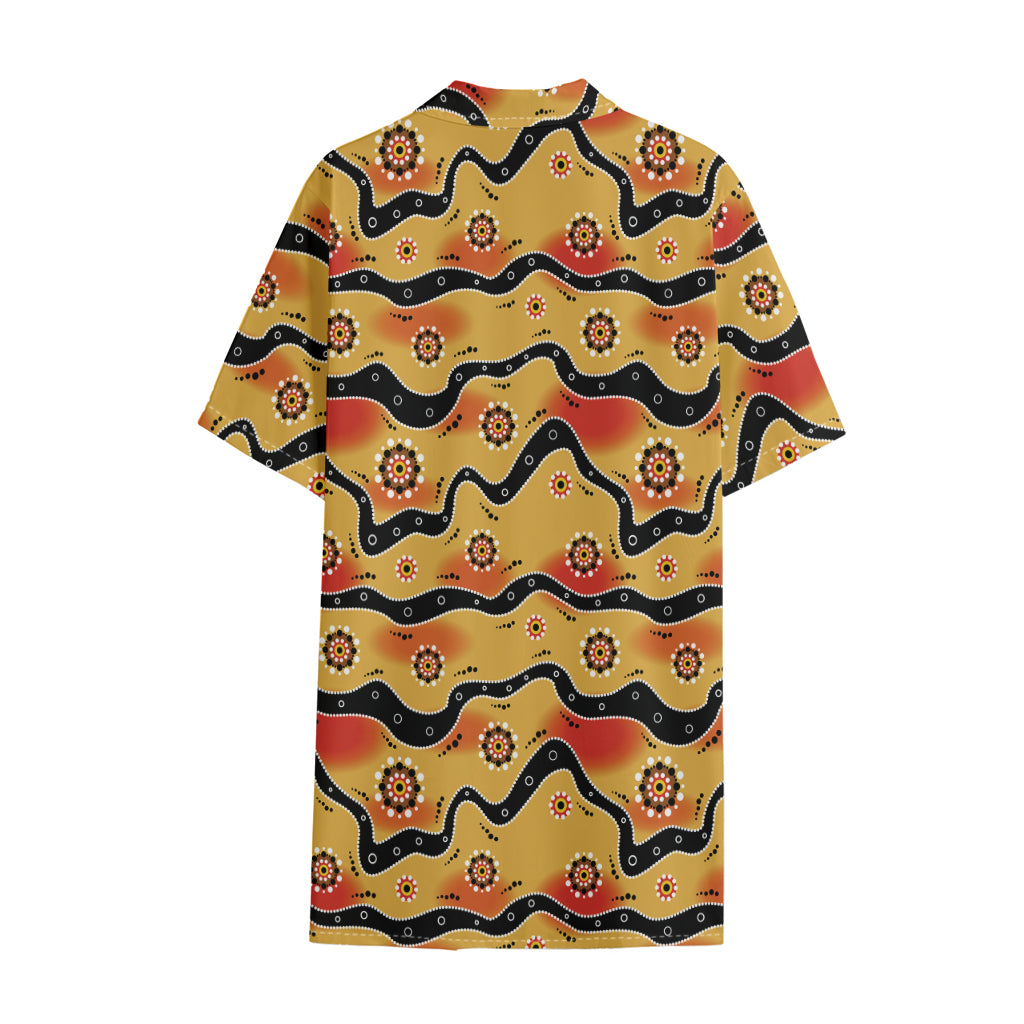 Australian Aboriginal Pattern Print Cotton Hawaiian Shirt