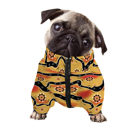 Australian Aboriginal Pattern Print Dog Zip Up Jacket