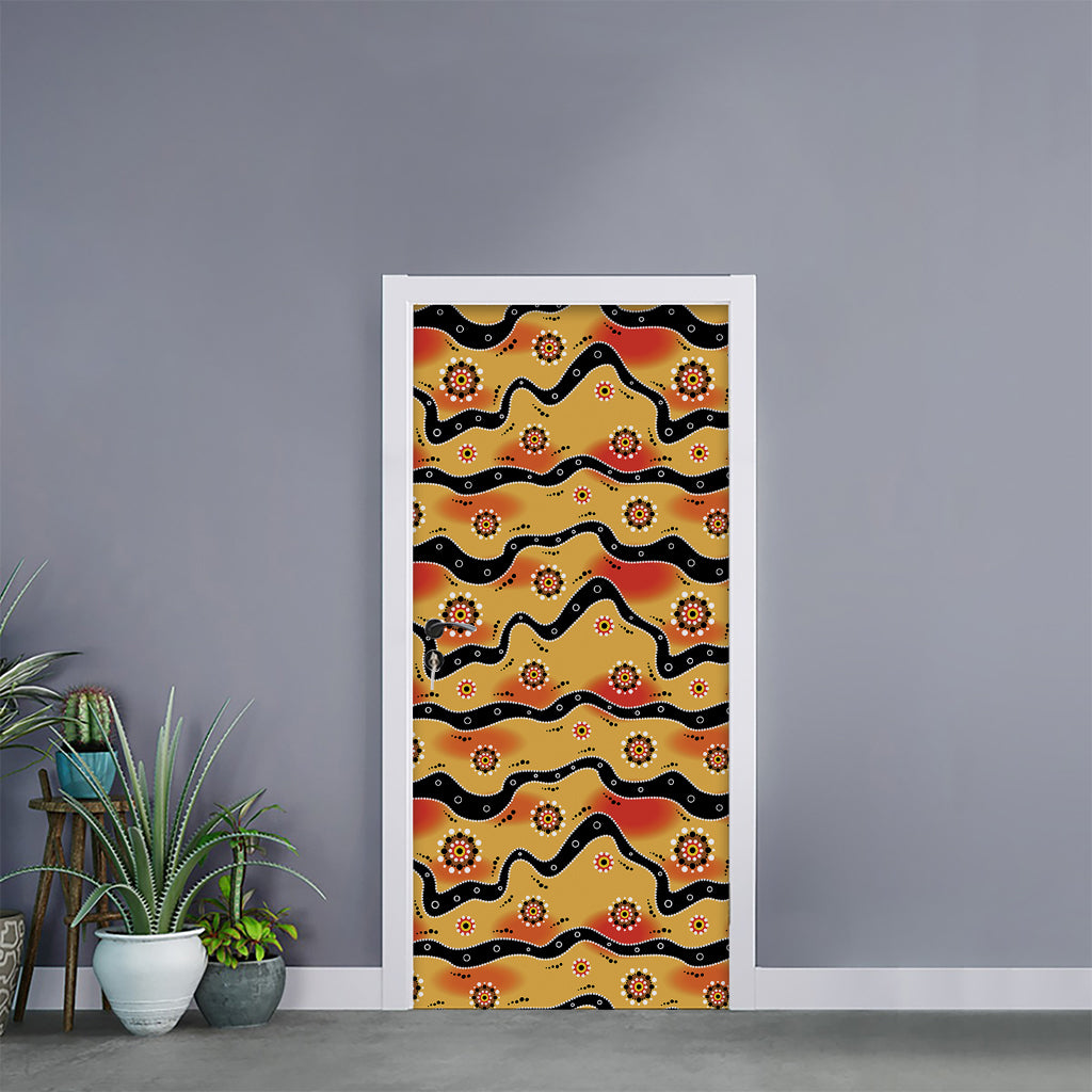 Australian Aboriginal Pattern Print Door Sticker