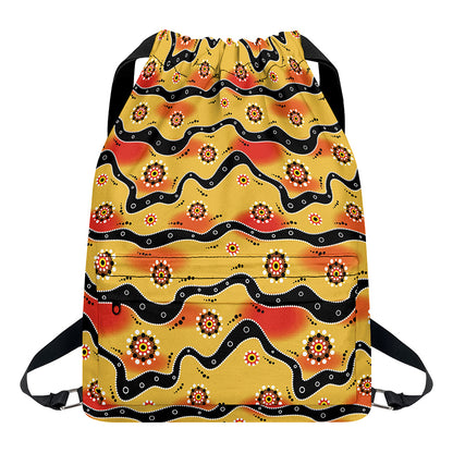 Australian Aboriginal Pattern Print Drawstring Backpack