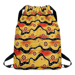 Australian Aboriginal Pattern Print Drawstring Backpack