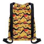 Australian Aboriginal Pattern Print Drawstring Backpack