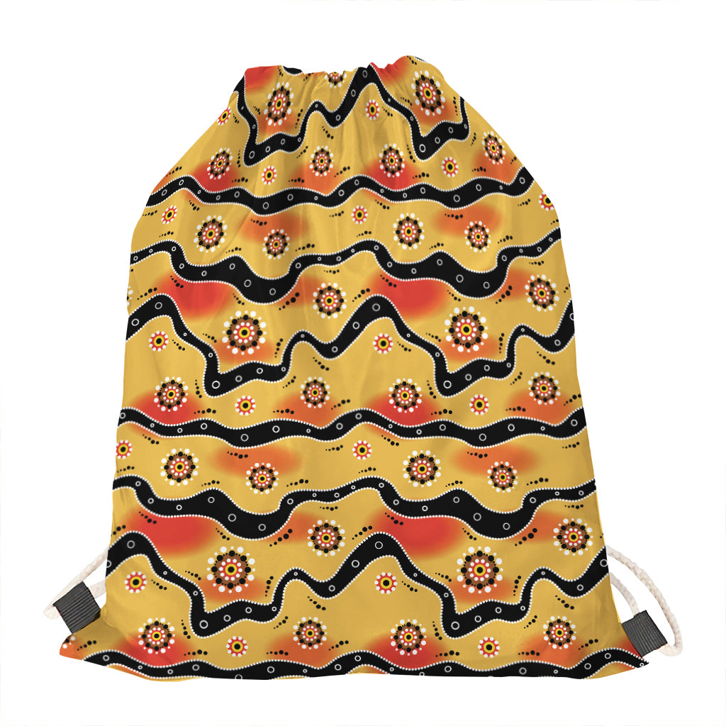 Australian Aboriginal Pattern Print Drawstring Bag