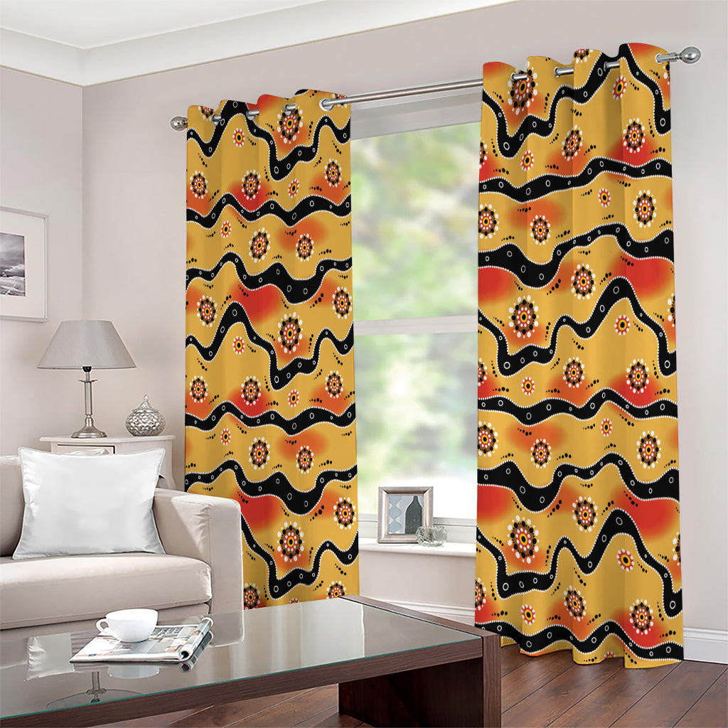 Australian Aboriginal Pattern Print Extra Wide Grommet Curtains