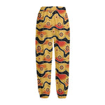 Australian Aboriginal Pattern Print Fleece Lined Knit Pants