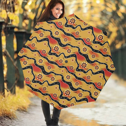 Australian Aboriginal Pattern Print Foldable Umbrella