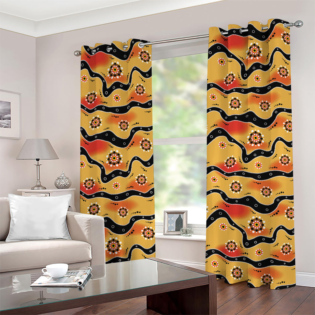 Australian Aboriginal Pattern Print Grommet Curtains