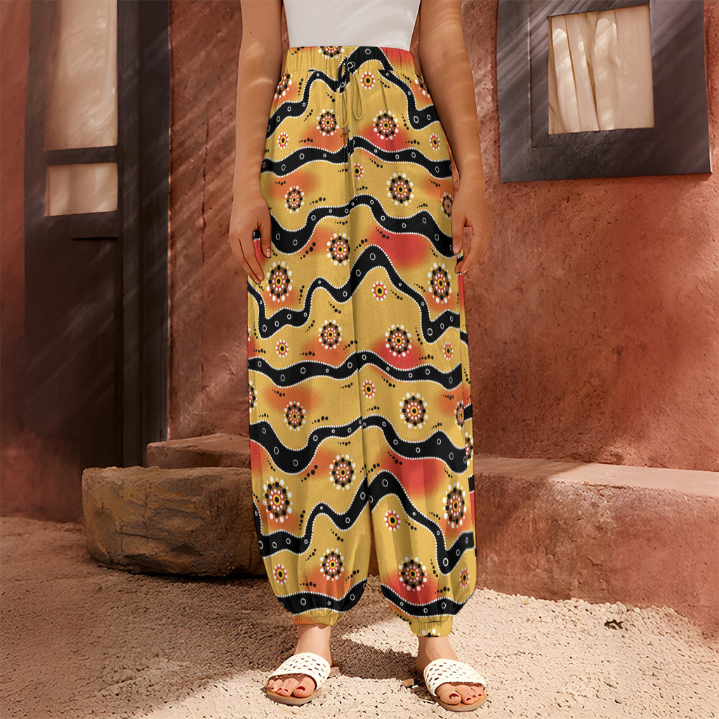 Australian Aboriginal Pattern Print Harem Pants