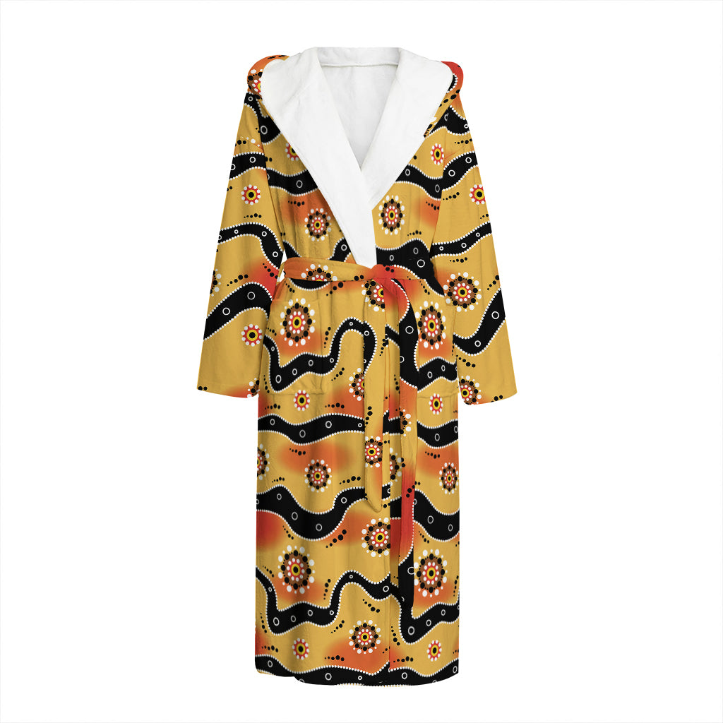 Australian Aboriginal Pattern Print Hooded Bathrobe