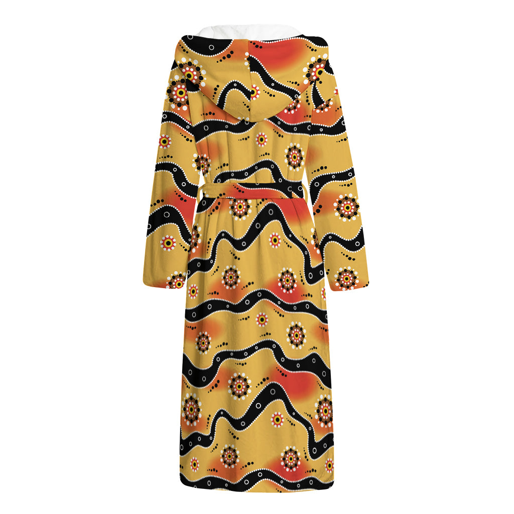 Australian Aboriginal Pattern Print Hooded Bathrobe