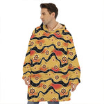 Australian Aboriginal Pattern Print Hoodie Blanket