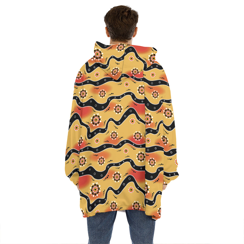 Australian Aboriginal Pattern Print Hoodie Blanket