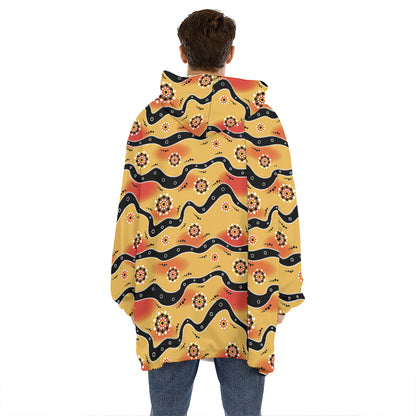 Australian Aboriginal Pattern Print Hoodie Blanket